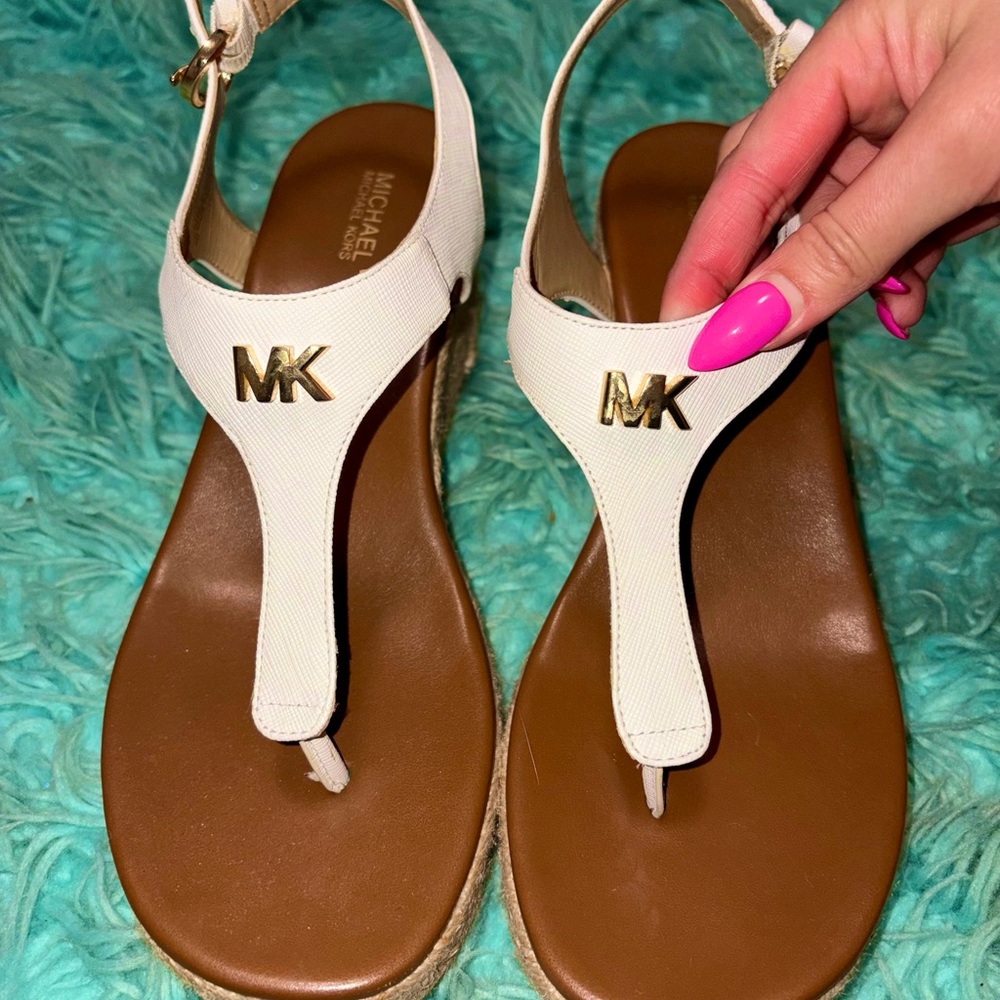 Michael Kors Cream and Brown Sandals